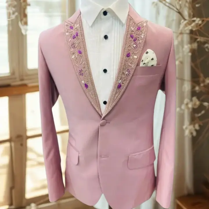 Men’s Premium Zardoji Work Blazer – Elegant Slim-Fit Jacket (Blush Pink)